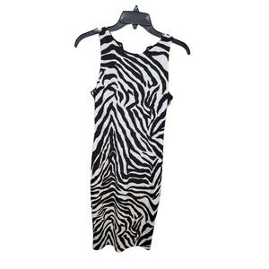 NWT White House Black Market Lace Up Zebra Print Midi Dress Size XS Petite